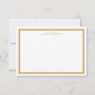 Gold and Pink Modern Double Frame  Note card