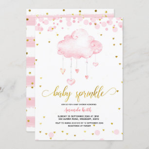 Gold and Pink Raincloud Baby Sprinkle Invitation