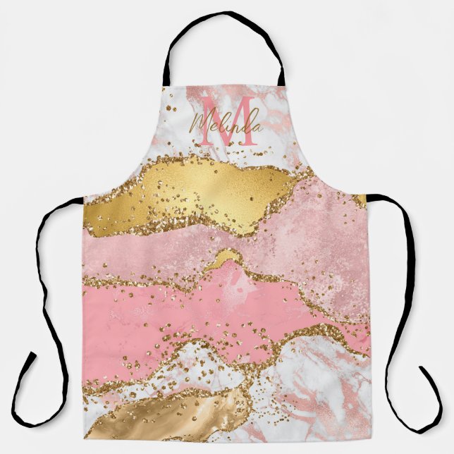 Gold and Pink Sequins Agate Apron (Front)