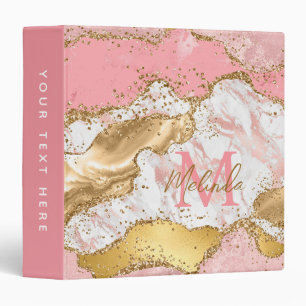 Gold and Pink Sequins Agate Binder