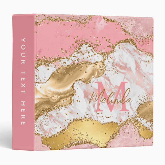 Gold and Pink Sequins Agate Binder (Front/Spine)