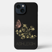 Gold and Pink Sparkle Butterfly Personalized