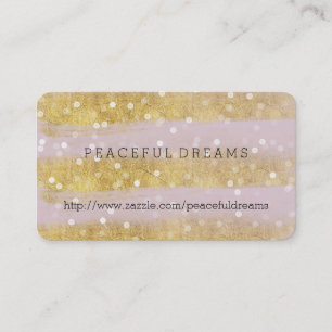 Gold and Pink Stripes Bokeh Confetti Business Card