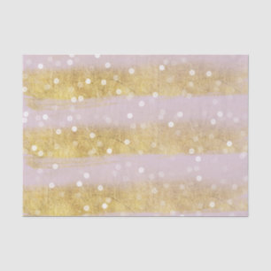 Gold and Pink Stripes Bokeh Confetti Tissue Paper