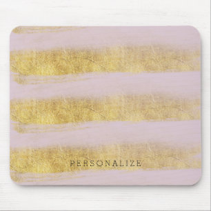 Gold and Pink Stripes Mouse Pad