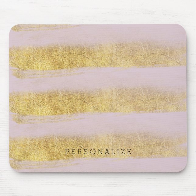 Gold and Pink Stripes Mouse Pad (Front)