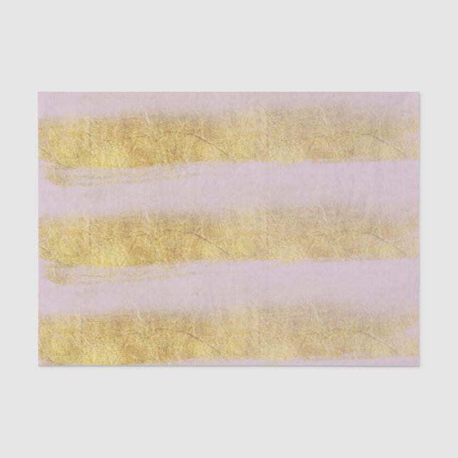 Gold and Pink Stripes Tissue Paper (Front)
