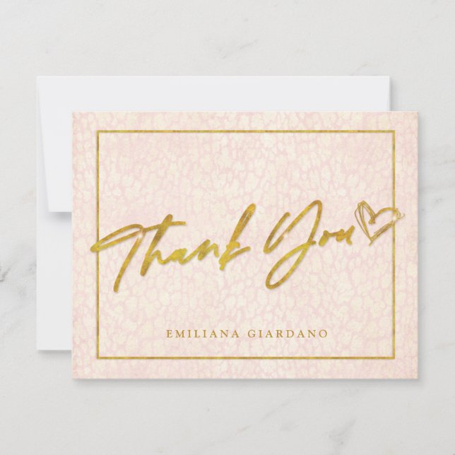 Gold and Pink Sweet 16 Thank You Card (Front)