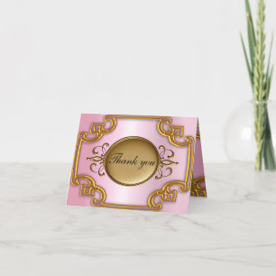 Gold and Pink Thank you Card Add your own text