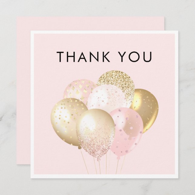 Gold and Pink Wedding Anniversary Thank You Card (Front/Back)