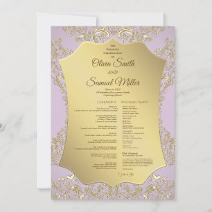 Gold And Pink Wedding Program