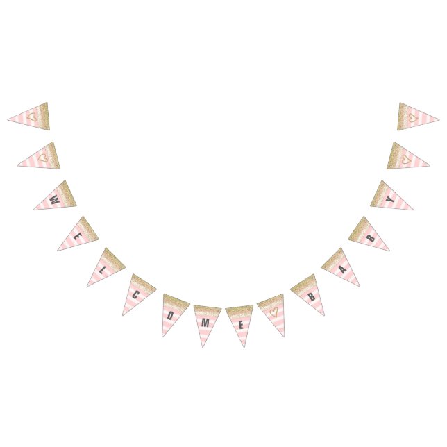 Gold and Pink Welcome Baby Banner (All)
