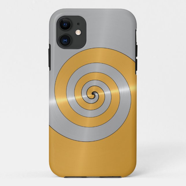 Gold and Platinum Stainless Shiny Metal Spiral 3 Case-Mate iPhone Case (Back)