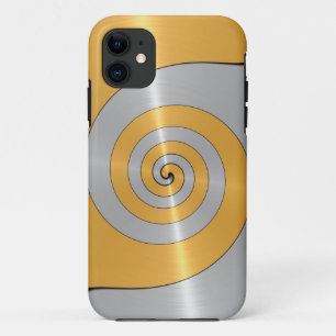 Gold and Platinum Stainless Shiny Metal Spiral iPhone 11 Case