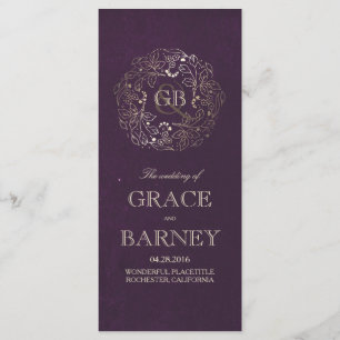 Gold and Plum Floral Vintage Wedding Programs
