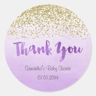 Gold and Purple Baby Shower Sticker