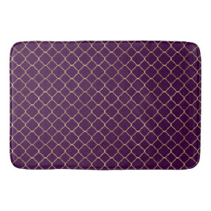 Gold and Purple Chic Quatrefoil Bath Mat