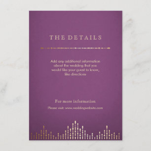 Gold and purple deco vintage wedding  detail card