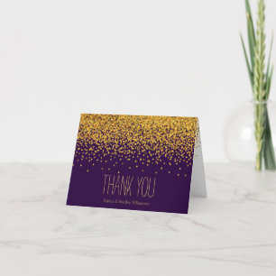 Gold and Purple Glam Confetti Dots Thank you