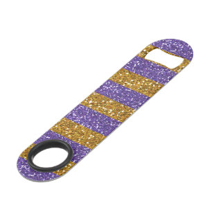 Gold and Purple Glitter Stripes Printed Speed Bottle Opener