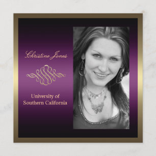Gold and Purple Graduation Invitation