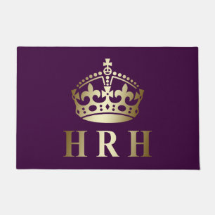 Gold And Purple HRH Royal Crown Doormat