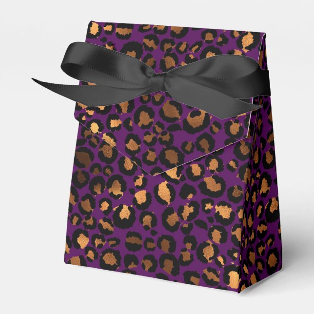 Gold and Purple Leopard Pattern Favor Box (Front Side)