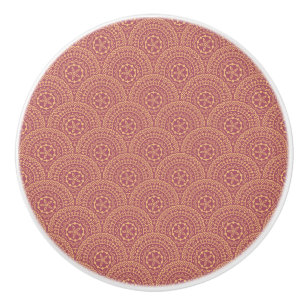 Gold and purple mandala waves pattern ceramic knob