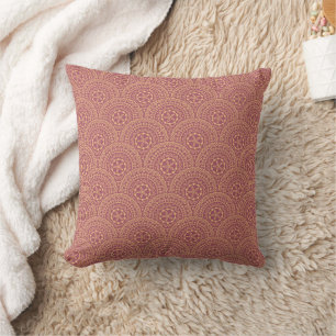 Gold and purple mandala waves pattern throw pillow
