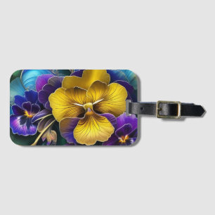 Gold and Purple Pansy Patch Luggage Tag