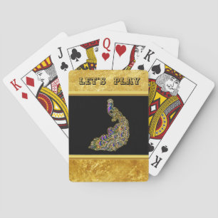 Gold and purple peacock gold foil with black playing cards
