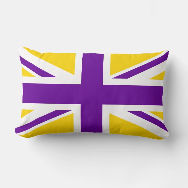 Gold and Purple Union Jack Lumbar Pillow (Front)