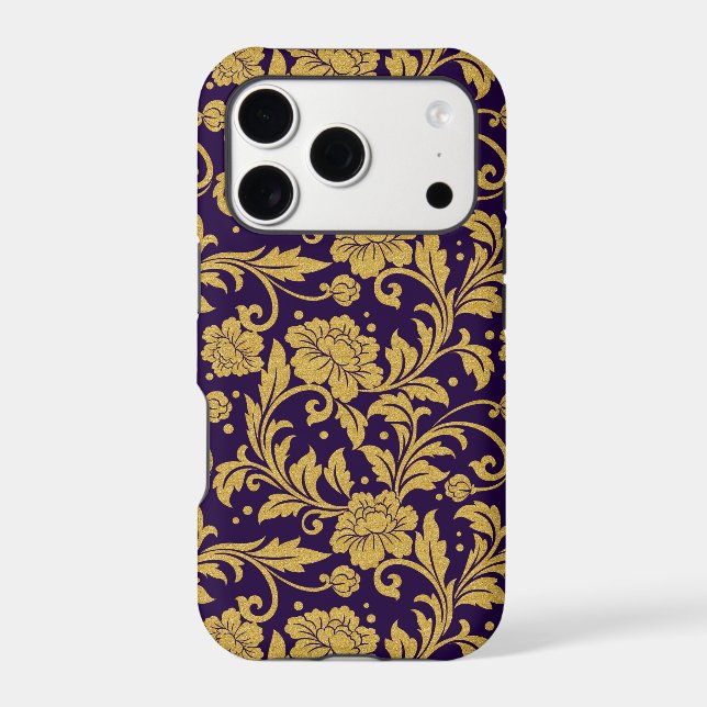 Gold and Purple vintage floral damask (Back)