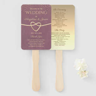 Gold and Purple Wedding Program Hand Fan