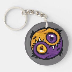 Gold and Purple Yin Yang Dragons Keychain