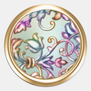 Gold and Rainbow Damask Envelope Seal