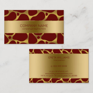 Gold and red abstract giraffe pattern business card
