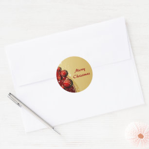 Gold and Red Christmas Balls Classic Round Sticker