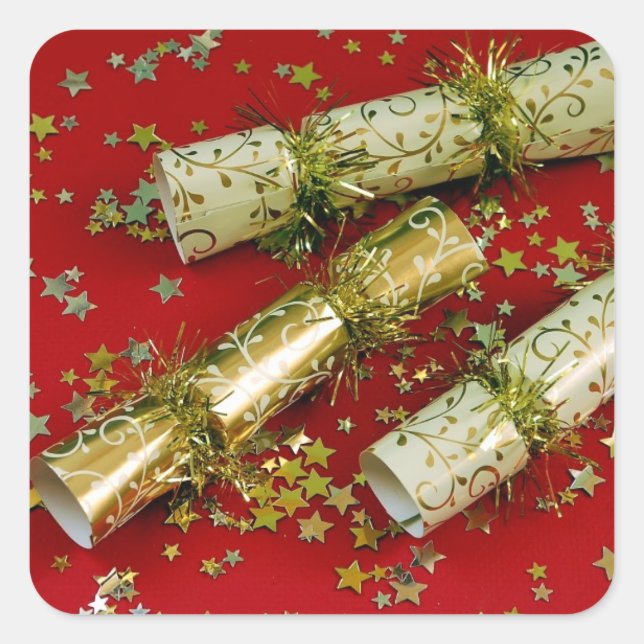 Gold and red christmas decoration stickers (Front)