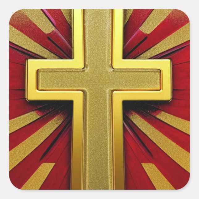 Gold and Red Cross Sticker (Front)