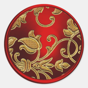 Gold and Red Damask Envelope Seal