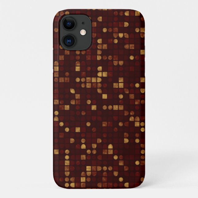 Gold and Red Dots and Squares Pattern Case-Mate iPhone Case (Back)
