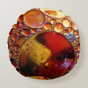 Gold and red dots round pillow