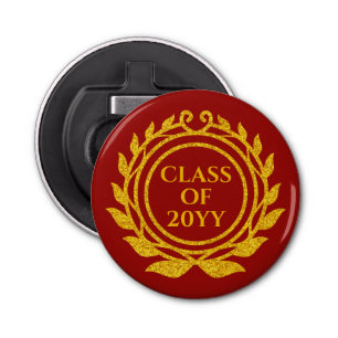 Gold and Red Emblem Personalized Year Graduation  Bottle Opener