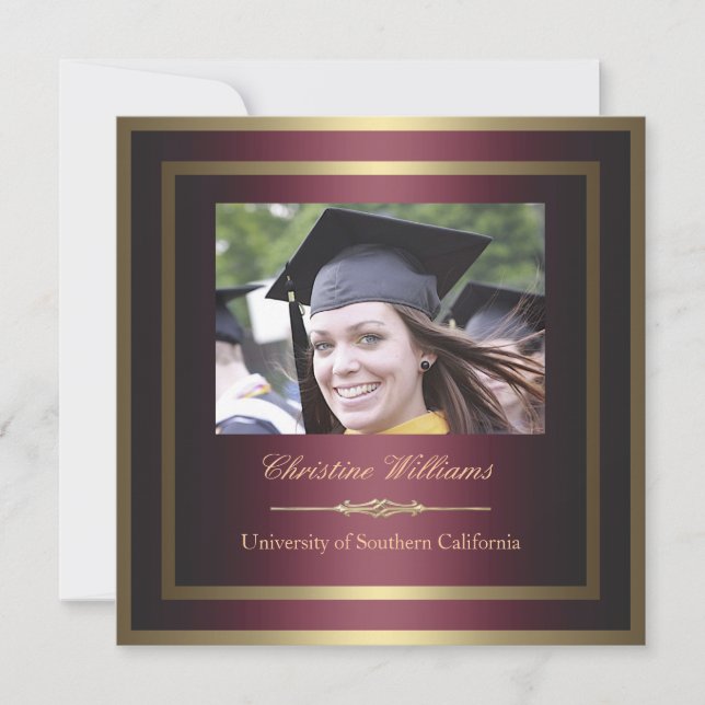 Gold and Red Graduation Invitation (Front)