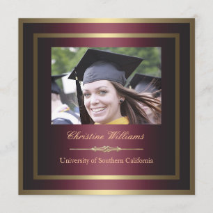 Gold and Red Graduation Invitation
