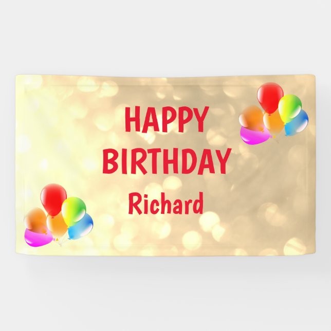 Gold and Red Happy Birthday Banner (Horizontal)
