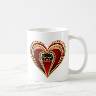 Gold and Red Heart Coffee Mug
