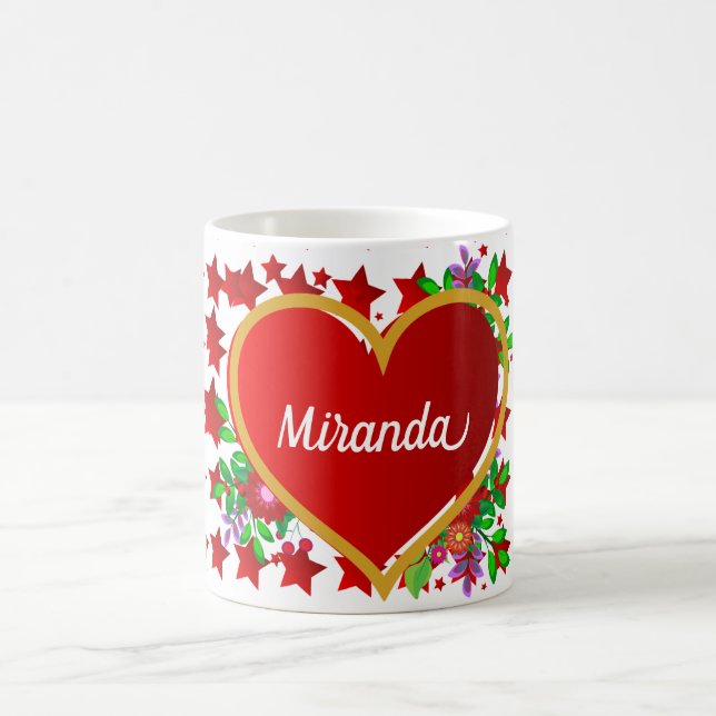 Gold And Red Heart Coffee Mug (Center)