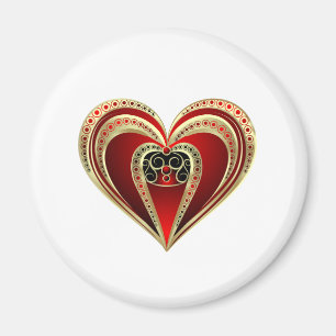 Gold and Red Heart Magnet